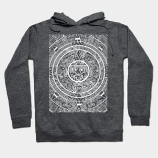 Aztec Calendar - white design Hoodie